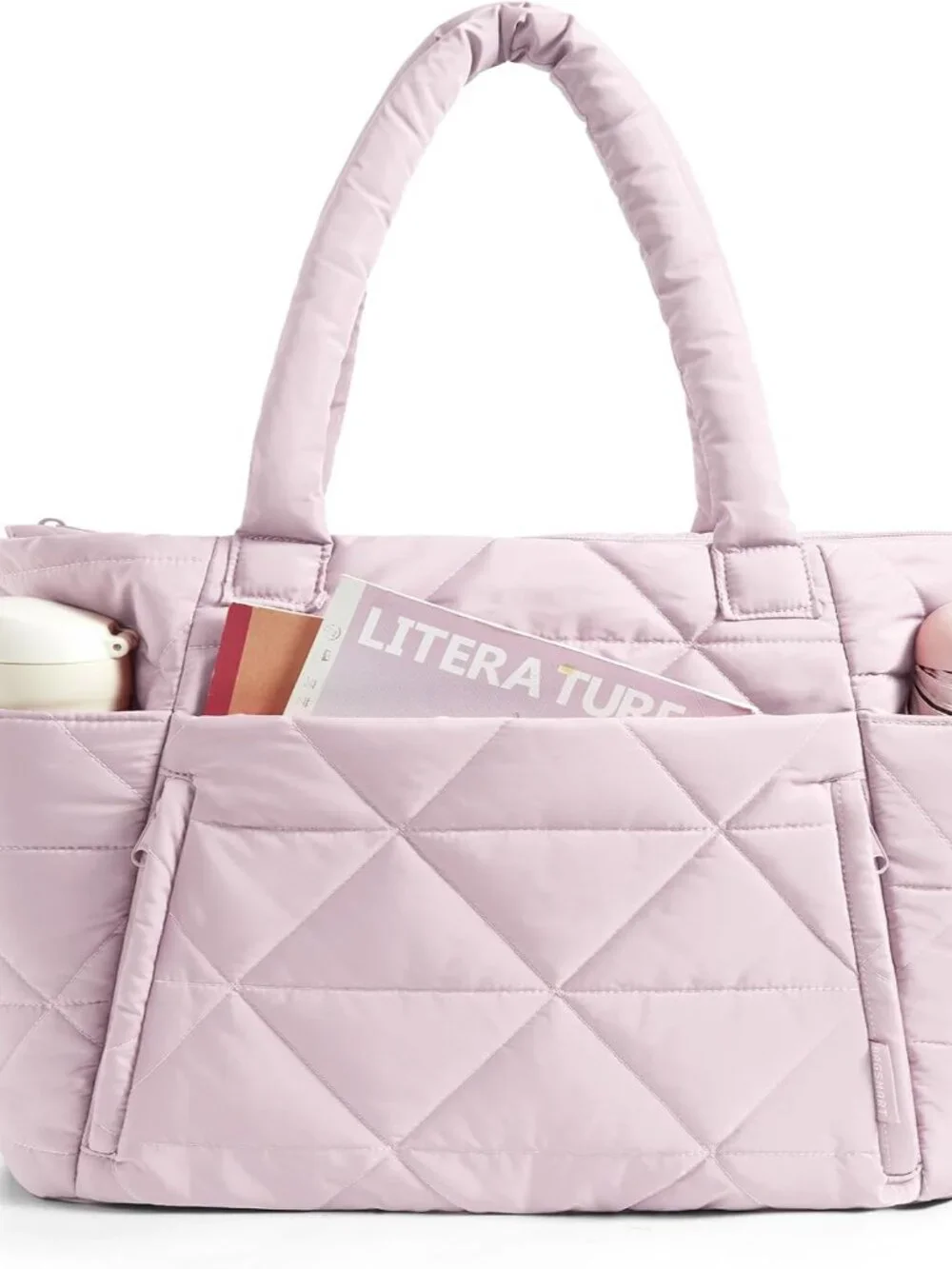 Tote Bag for Women, Puffer Tote Bag with Zipper, Large Quilted Shoulder Bag with
